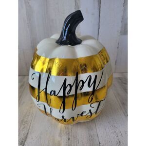 Robert Stanley happy harvest large ceramic‎ pumpkin Halloween fall decor